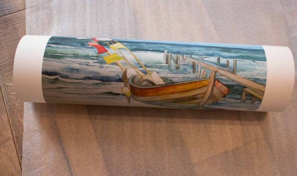 Druck auf Hahnemühle Papier Albrecht Dürer vom Aquarell - Boot am Strand (c) Frank Koebsch (1)