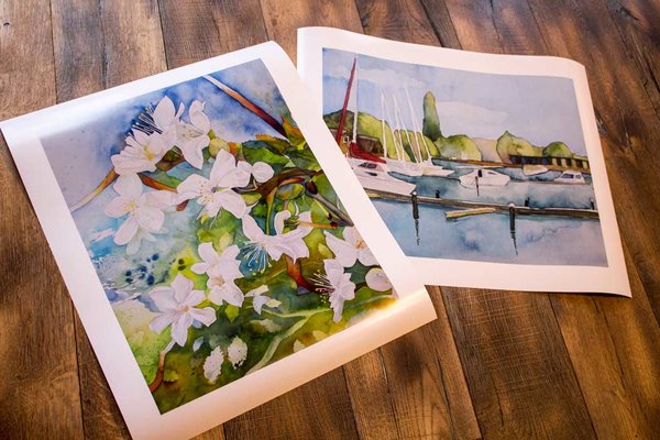 Posterdrucke mit Ausschnitten aus den Aquarellen - Wildwuchs in der Obstblüte - und - Sommer am See (c) Frank Koebsch k  (1)