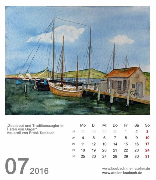 Kalender 2016 mit einer Auswahl unserer Aquarelle