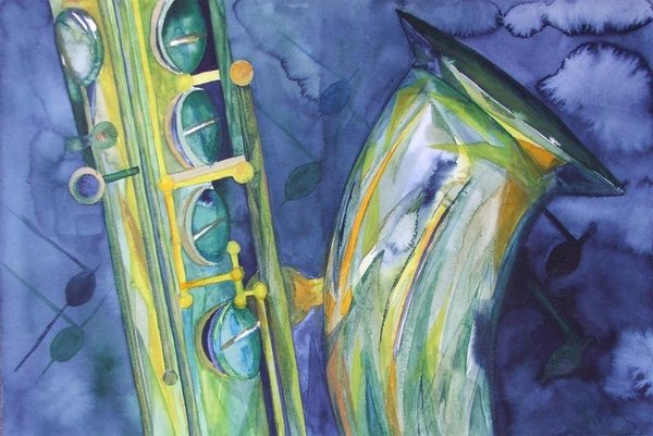 Saxophon 6 © Aquarell von Frank Koebsch