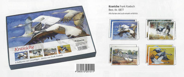 Kunstkarte mit Umschlag – Kranichaquarell „Vögel des Glücks“ von Frank Koebsch