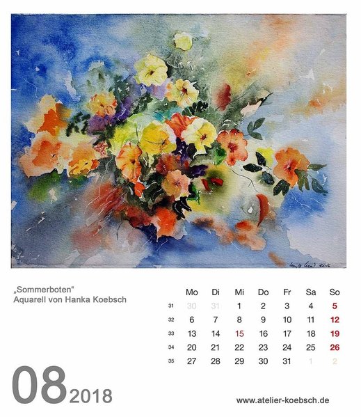 Kalender 2018 mit einer Auswahl unserer Aquarelle