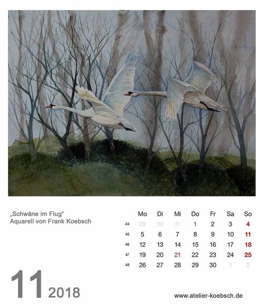 Kalender 2018 mit einer Auswahl unserer Aquarelle