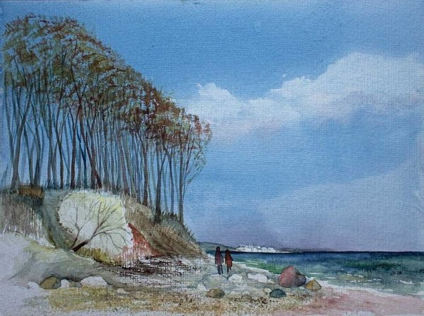 Steilküste von Heiligendamm im Frühling (c) Aquarell von Frank Koebsch