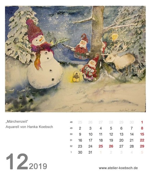 Kalender 2019 mit Aquarellen von Hanka & Frank Koebsch
