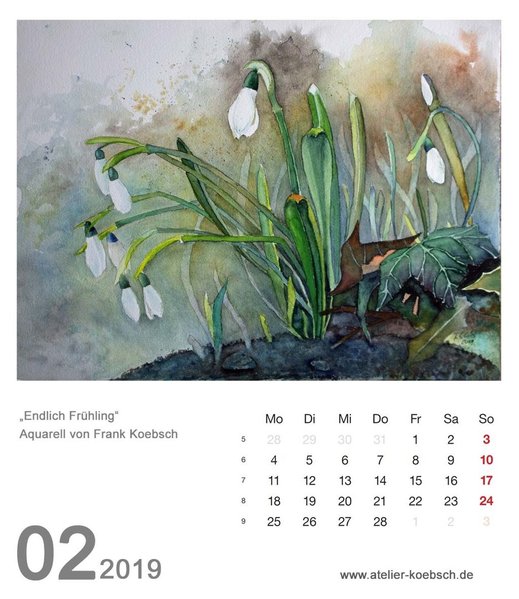 Kalender 2019 mit Aquarellen von Hanka & Frank Koebsch