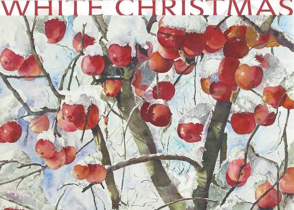 Weihnachtskarte mit Umschlag - Aquarell "Winteräpfel" von Hanka Koebsch