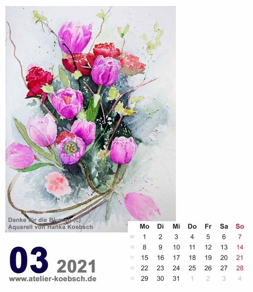 Kalender 2021 mit Aquarellen von Hanka & Frank Koebsch