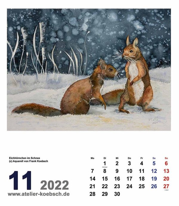 Kalender 2022 mit Aquarellen von Hanka & Frank Koebsch