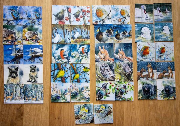 Tiere erleben - MEMO - Spiel mit 21 Aquarellen von Hanka & Frank Koebsch