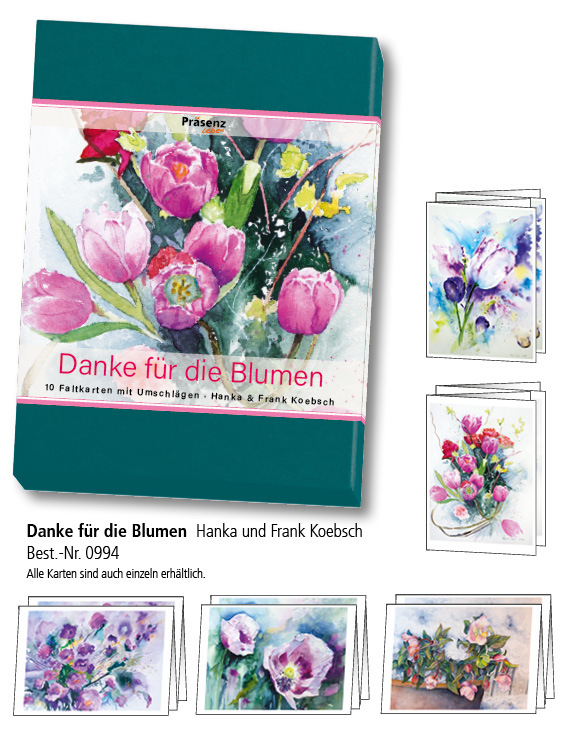 Kunstkarten-Box "Danke für die Blumen" mit Aquarellen von Hanka & Frank Koebsch
