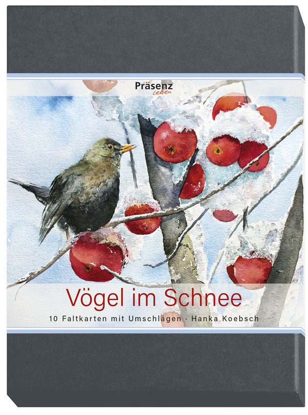 Kunstkarten-Box "Vögel im Schnee" mit Aquarellen von Hanka Koebsch