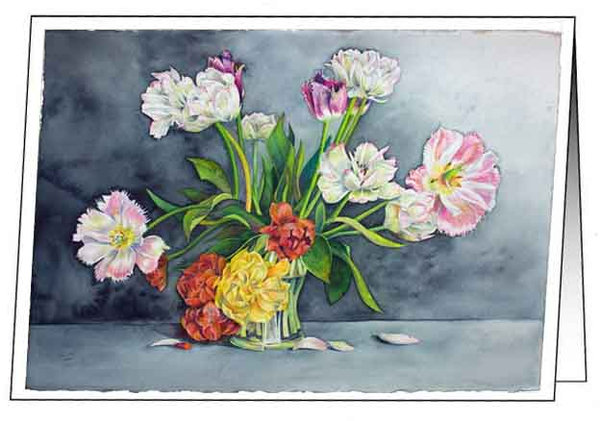 Kunstkarte mit Umschlag "Ein wunderschöner Tulpenstrauß" - Aquarell von Frank Koebsch